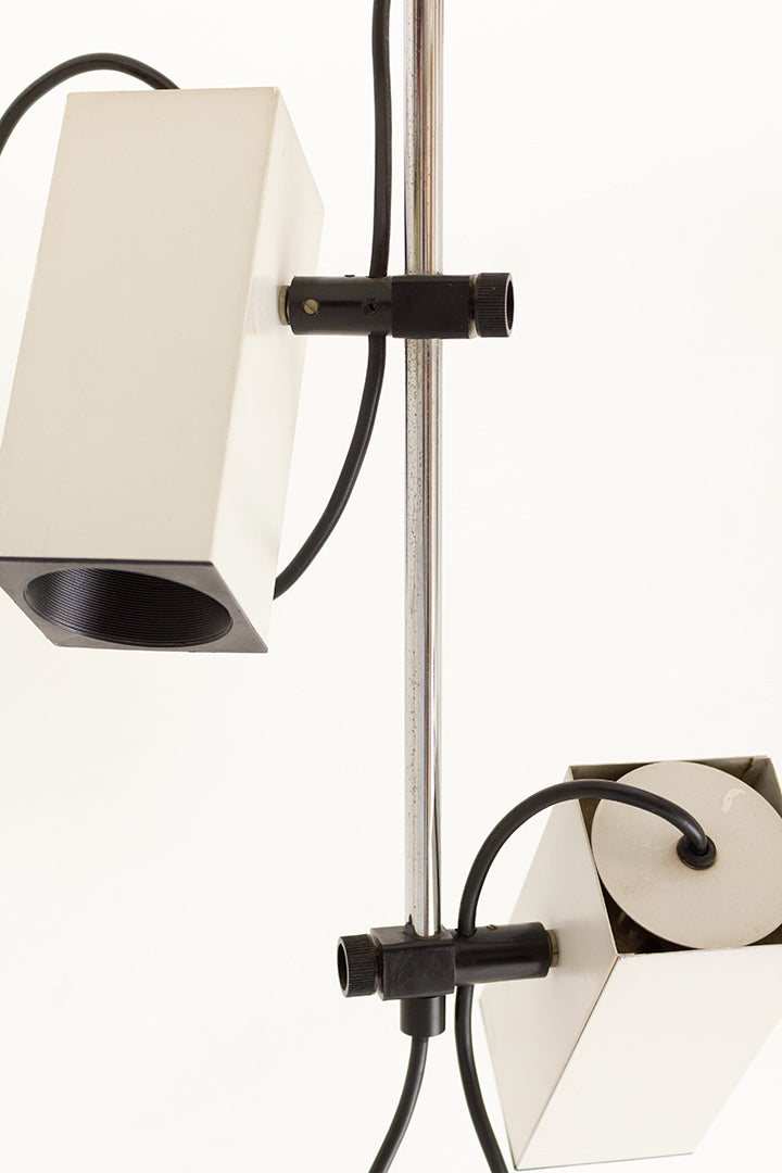Philips jaren 70 plafondlamp met twee spots van wit metaal