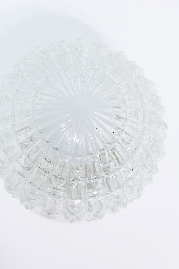 Plafonnière bol van glas met witte voet vintage