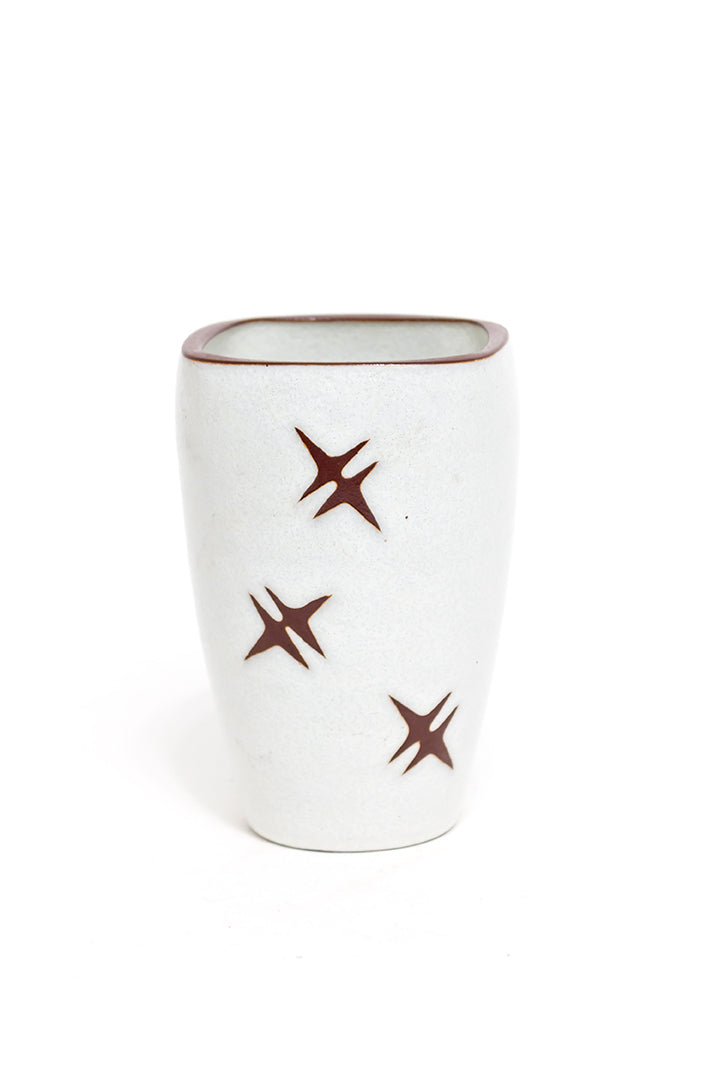 Ravelli vaas wit met bruine sterren vintage