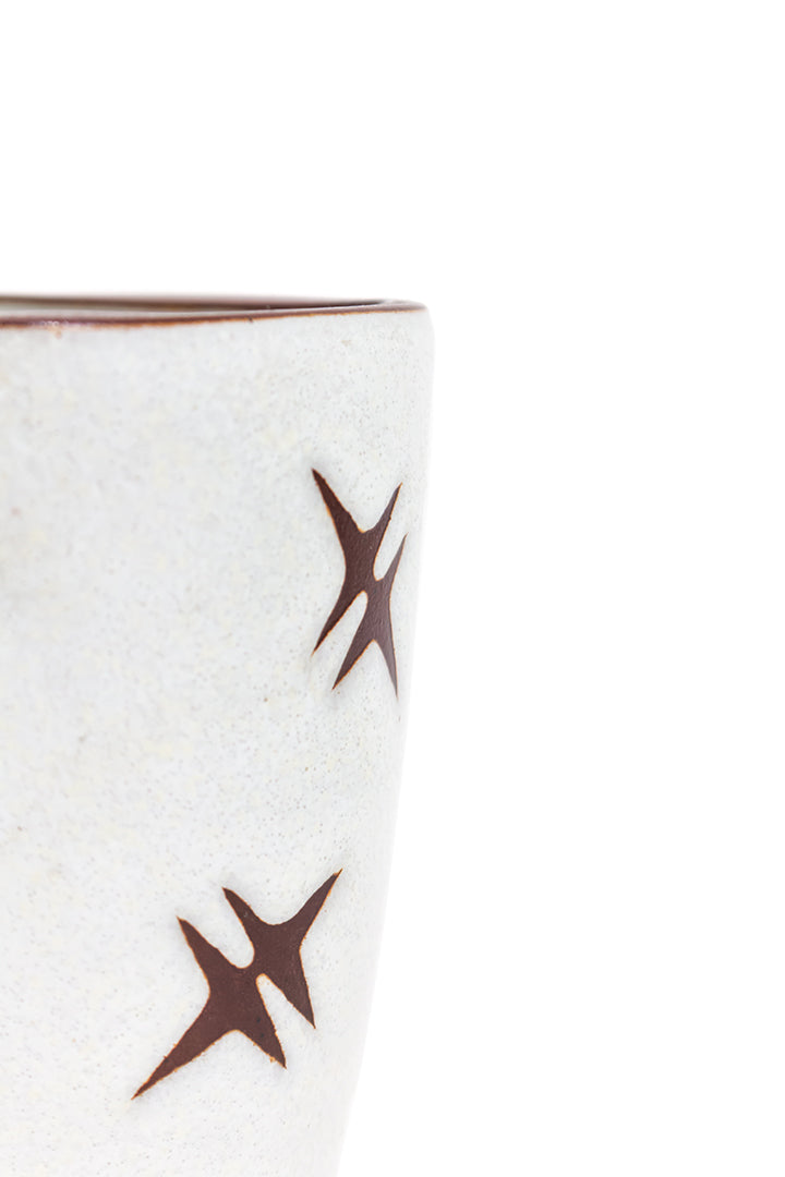 Ravelli vaas wit met bruine sterren vintage