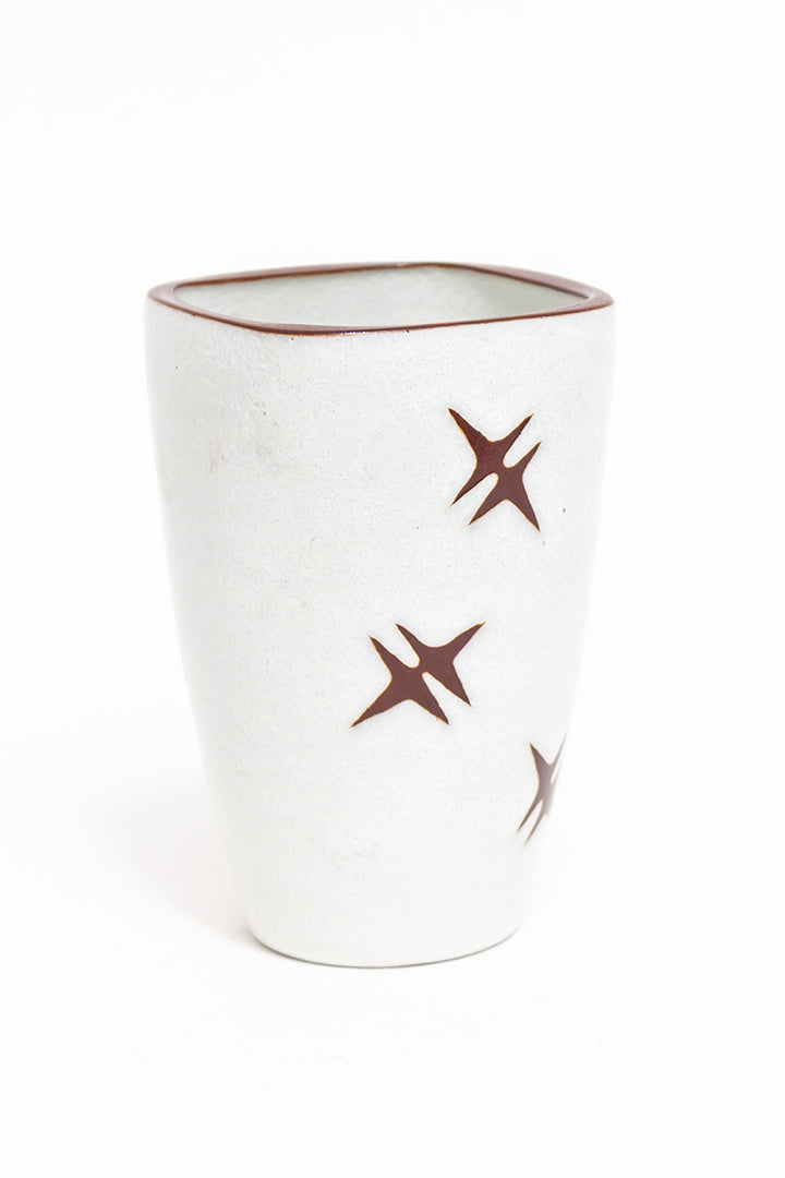 Ravelli vaas wit met bruine sterren vintage
