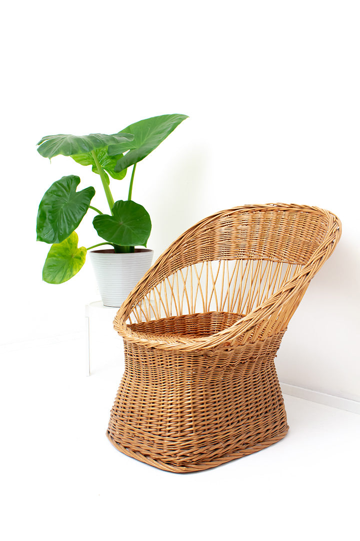Relaxte rotan stoel fauteuil met lage zit