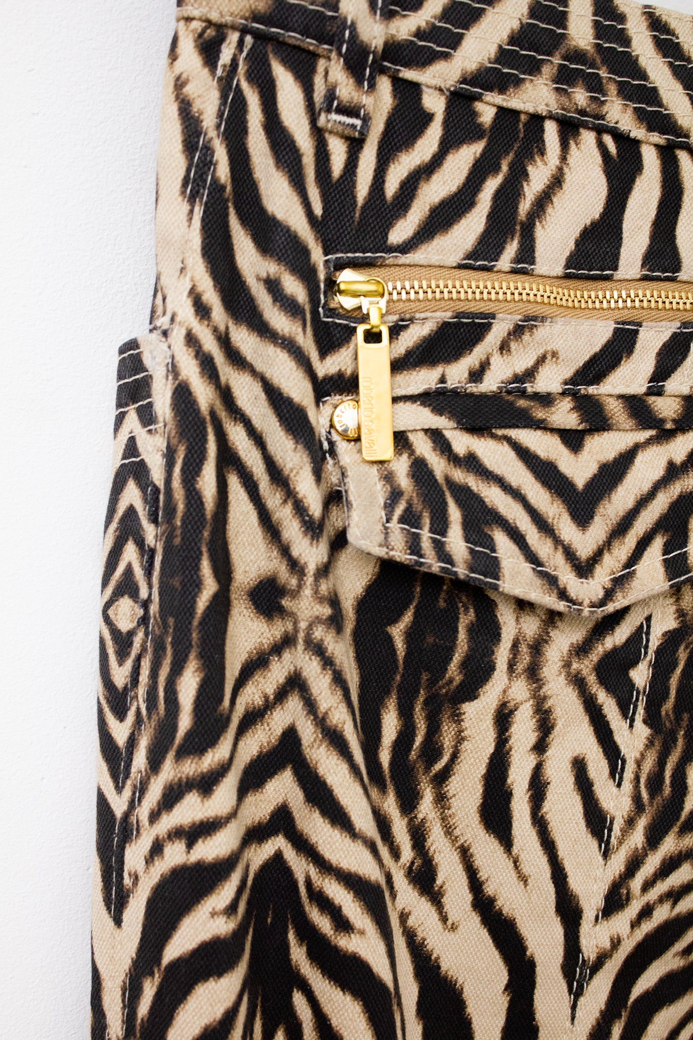 Roberto Cavalli panterprint capri broek met rijgkoord