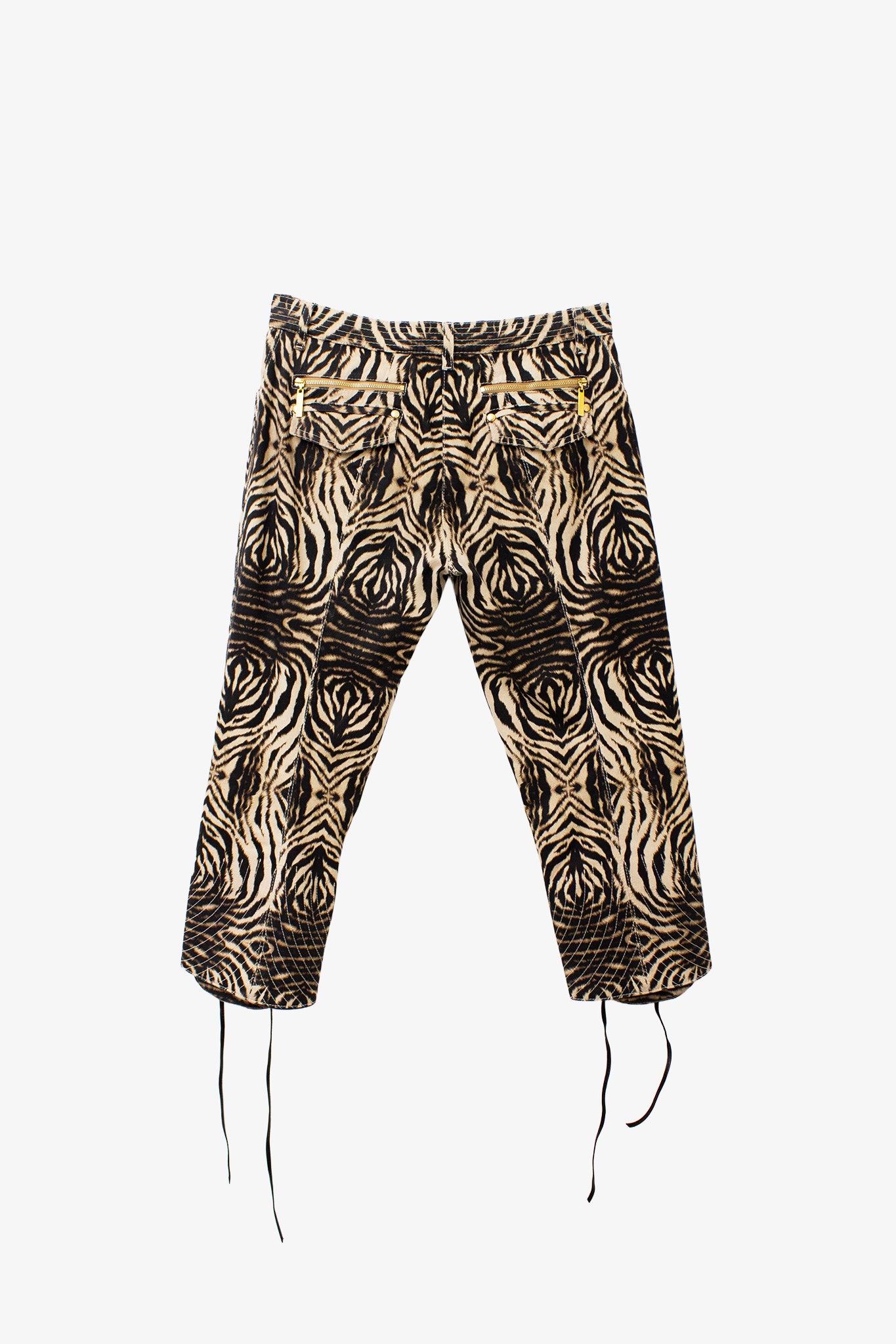 Roberto Cavalli panterprint capri broek met rijgkoord