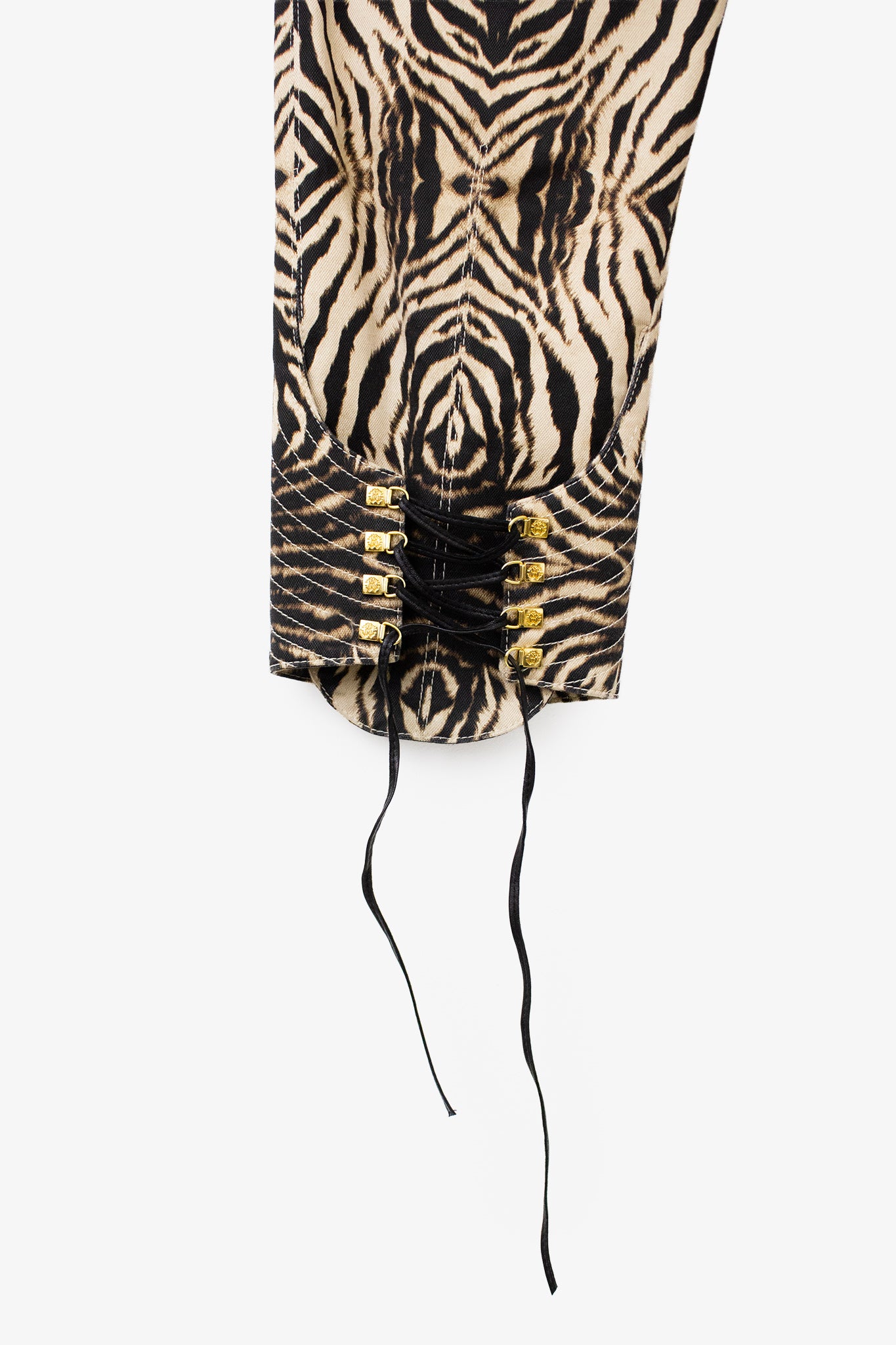 Roberto Cavalli panterprint capri broek met rijgkoord