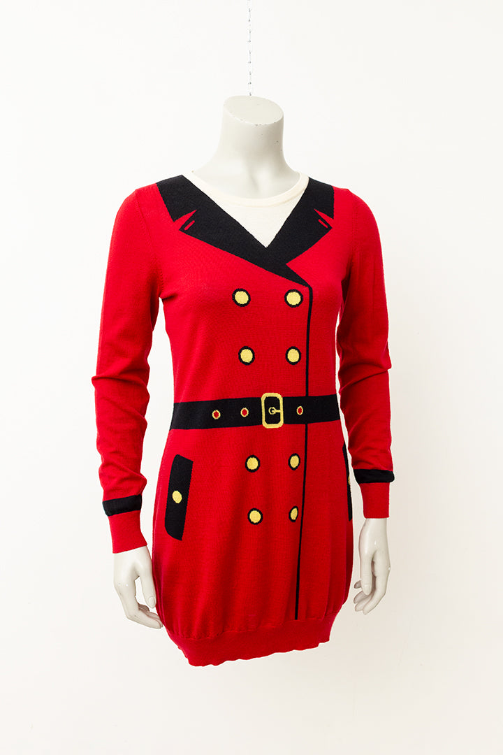Rode Moschino Cheap & Chic gebreide jurk met jurk-print