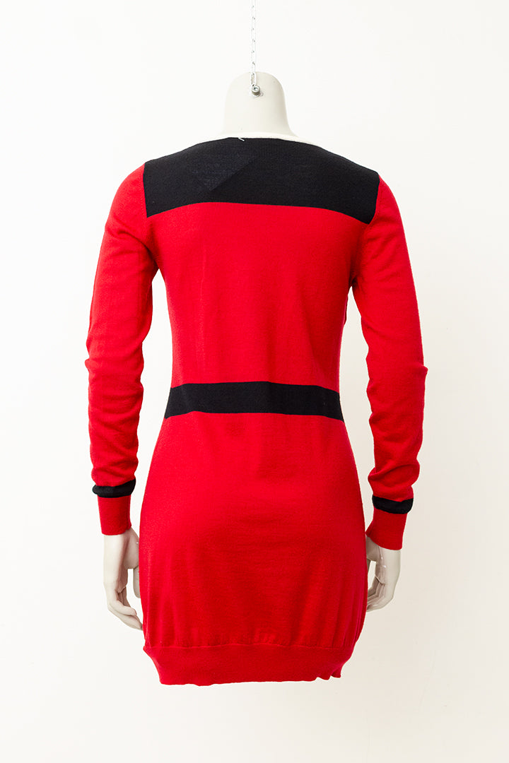 Rode Moschino Cheap & Chic gebreide jurk met jurk-print