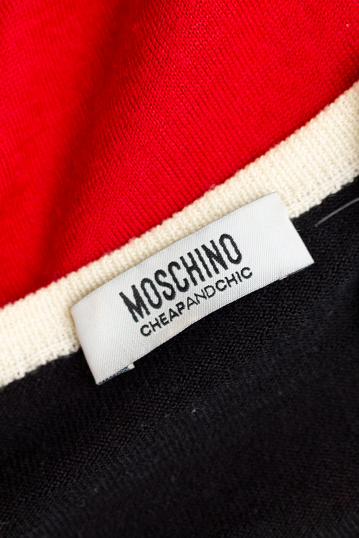 Rode Moschino Cheap & Chic gebreide jurk met jurk-print