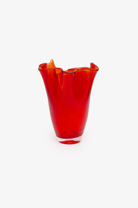 Rode vintage glazen servetvaas