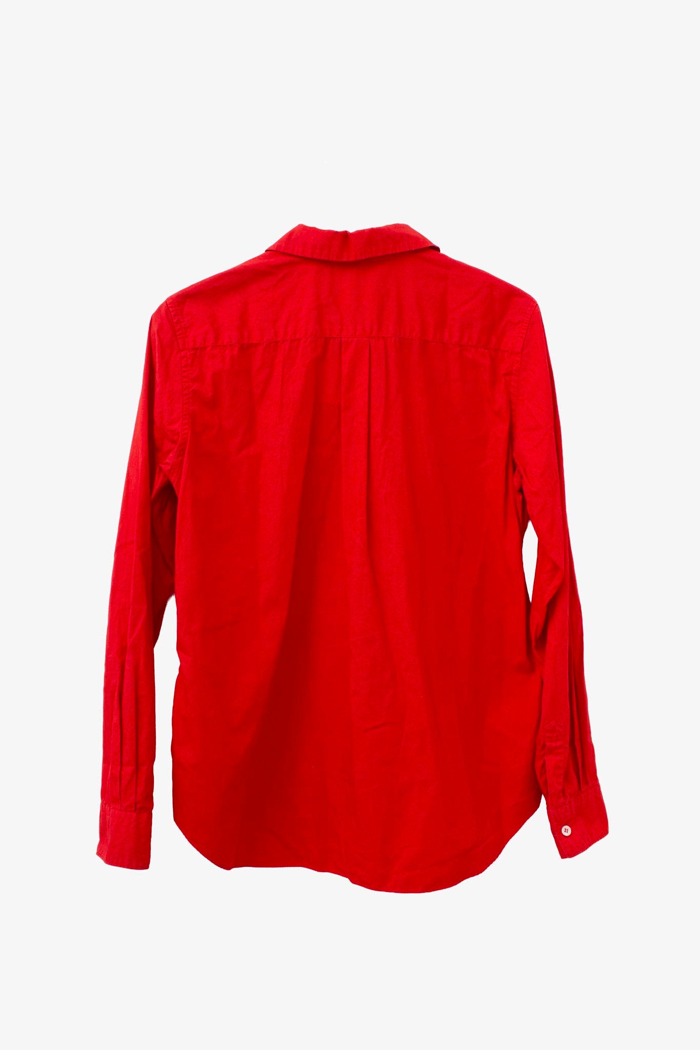 Rode katoenen Comme des Garçons AD2017 blouse met afgerond kraagje