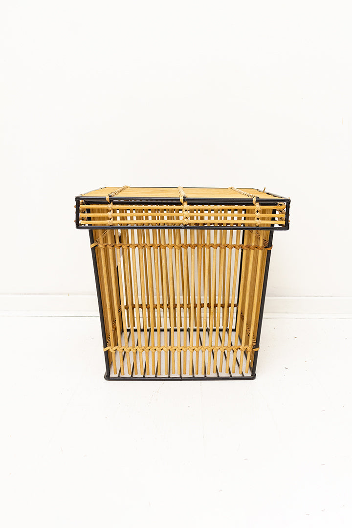 Rohé vintage mand van rotan en metaal met deksel