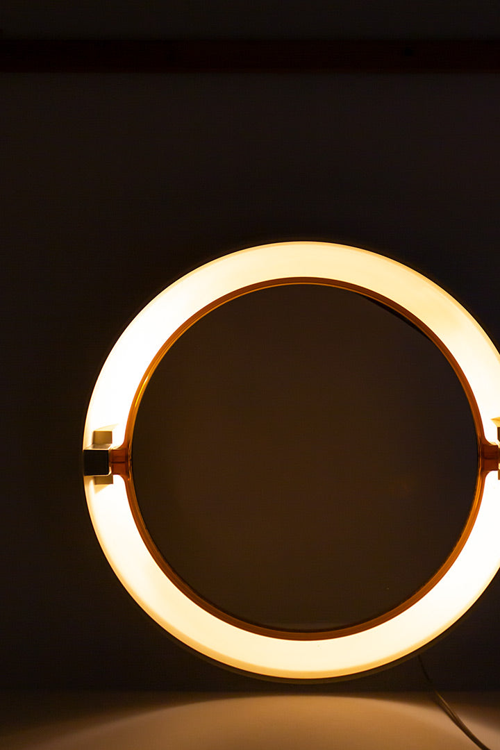 Ronde Alibert spiegel met lampen jaren 70