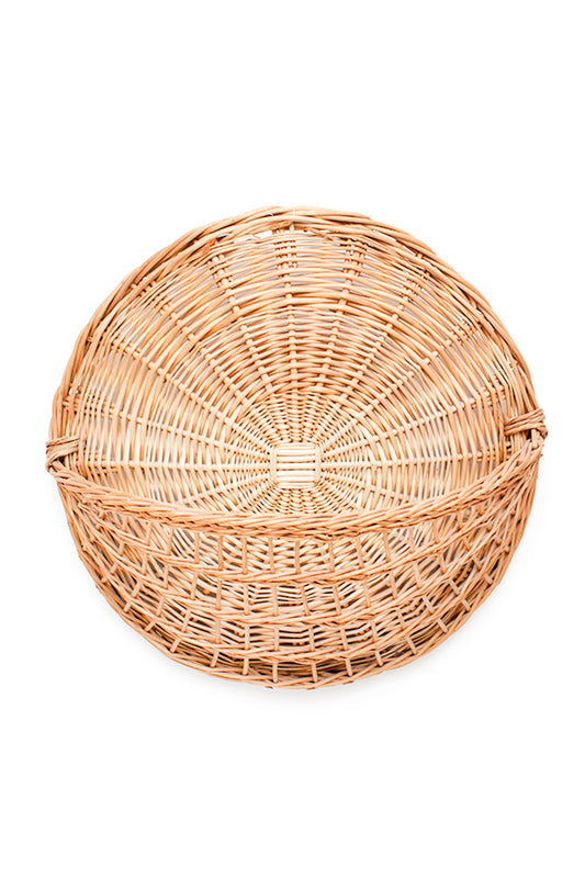 Ronde muurdecoratie van gevlochten rotan