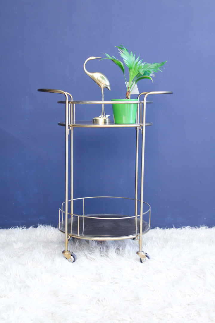 Ronde trolley messing bijzettafel