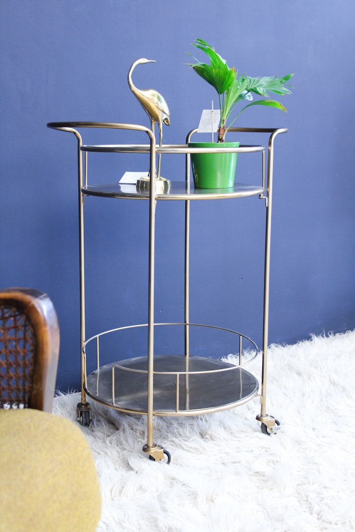 Ronde trolley messing bijzettafel