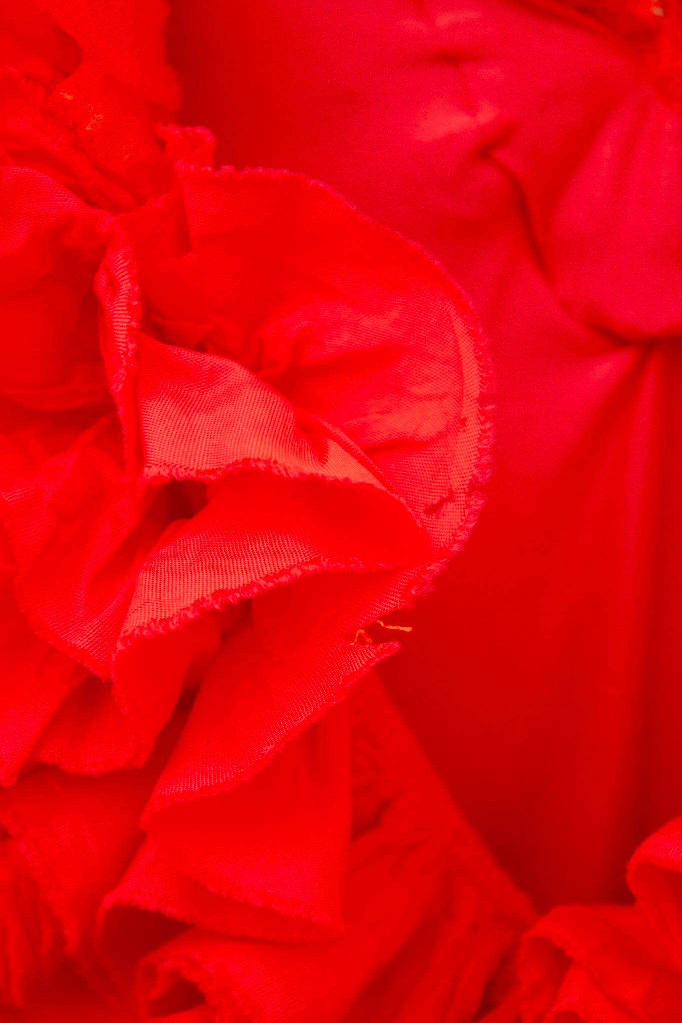 Comme des Garçons AD1999 rood/ roze asymmetrische top met ruffles