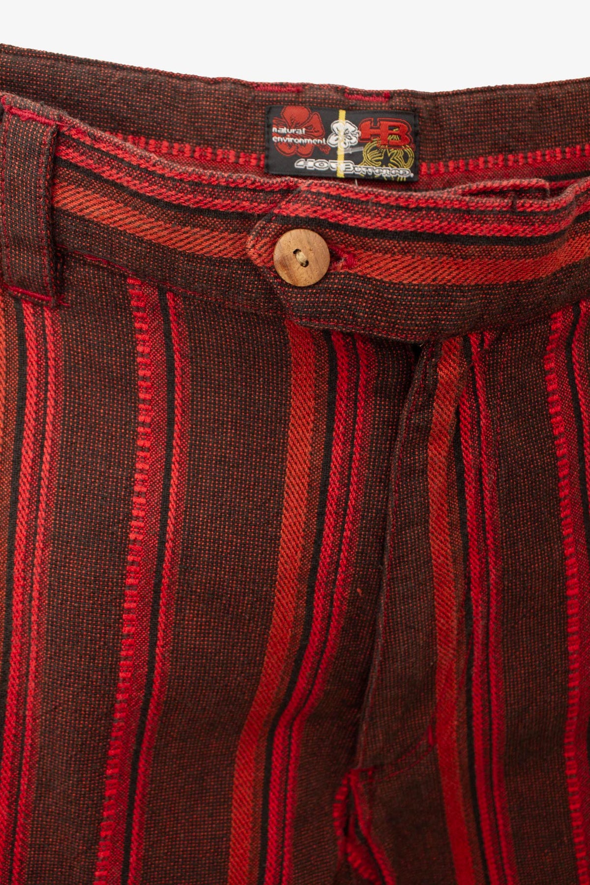 Rood zwart gestreepte Y2K deadstock Hot Buttered driekwart broek