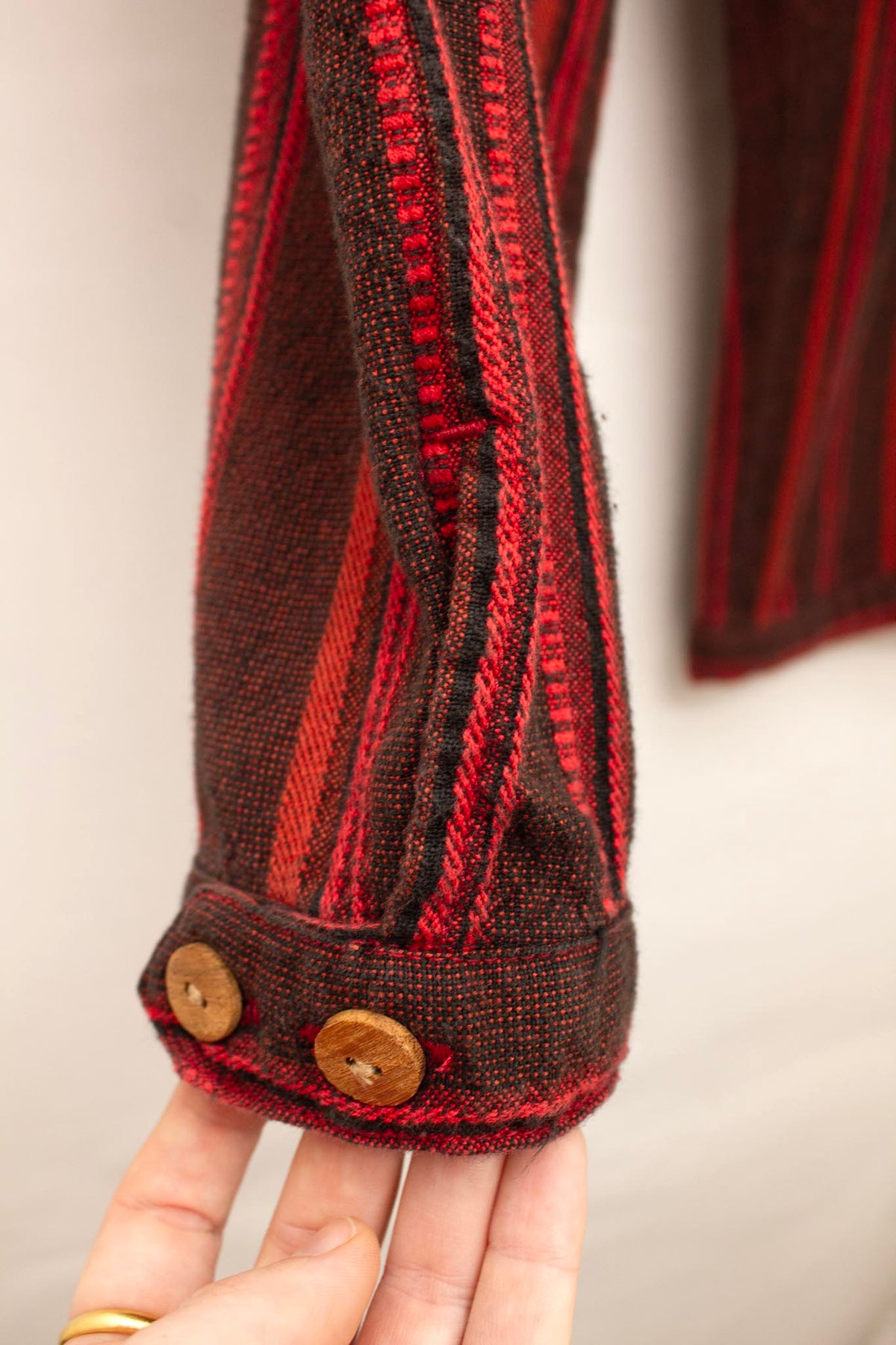 Rood zwart gestreepte Y2K deadstock Hot Buttered driekwart broek