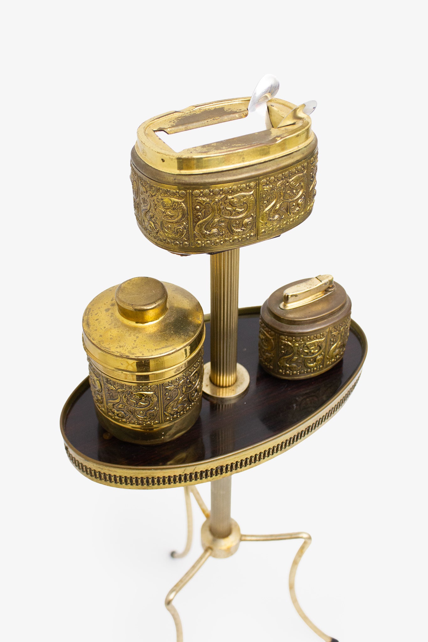 Vintage verguld rookstel bijzettafeltje met formica blad