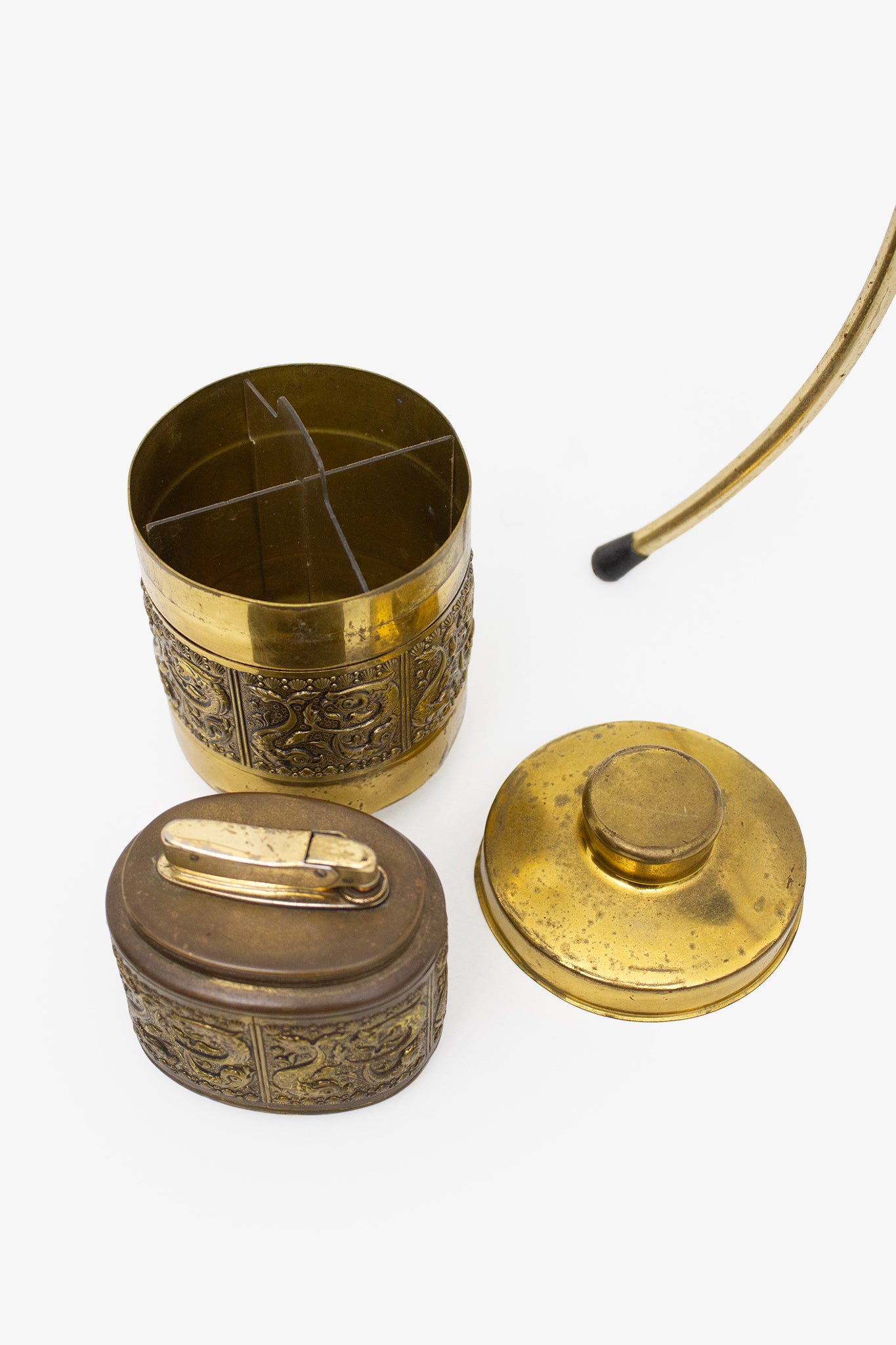 Vintage verguld rookstel bijzettafeltje met formica blad