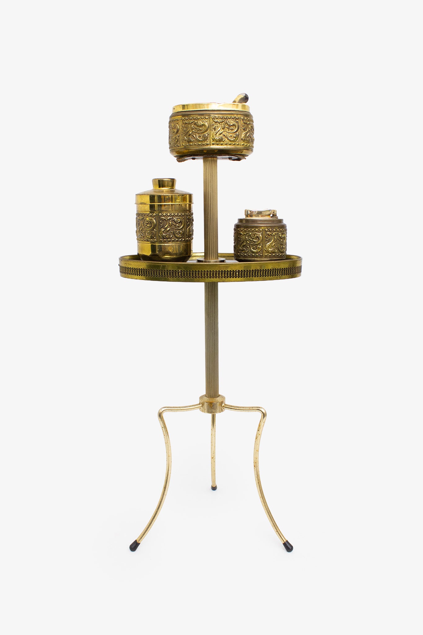 Vintage verguld rookstel bijzettafeltje met formica blad