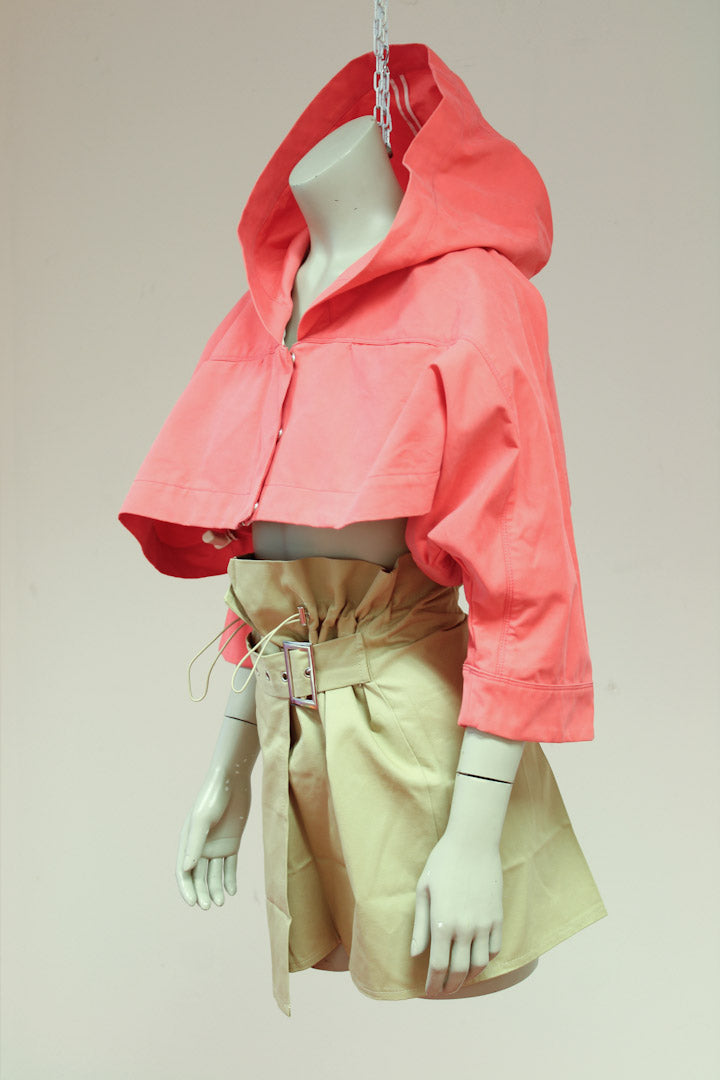 Roze cropped Margiela jasje met capuchon MM6
