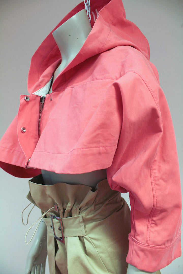 Roze cropped Margiela jasje met capuchon MM6