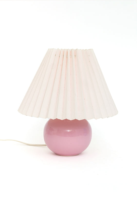 Roze tafellampje met plissé kap vintage