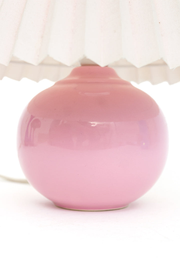 Roze tafellampje met plissé kap vintage