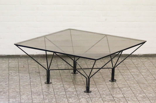 Salontafel Paola Piva look-a-like metalen fame met blad van rookglas