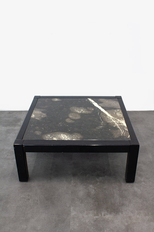 Zwarte vintage salontafel natuurstenen blad marmer steen