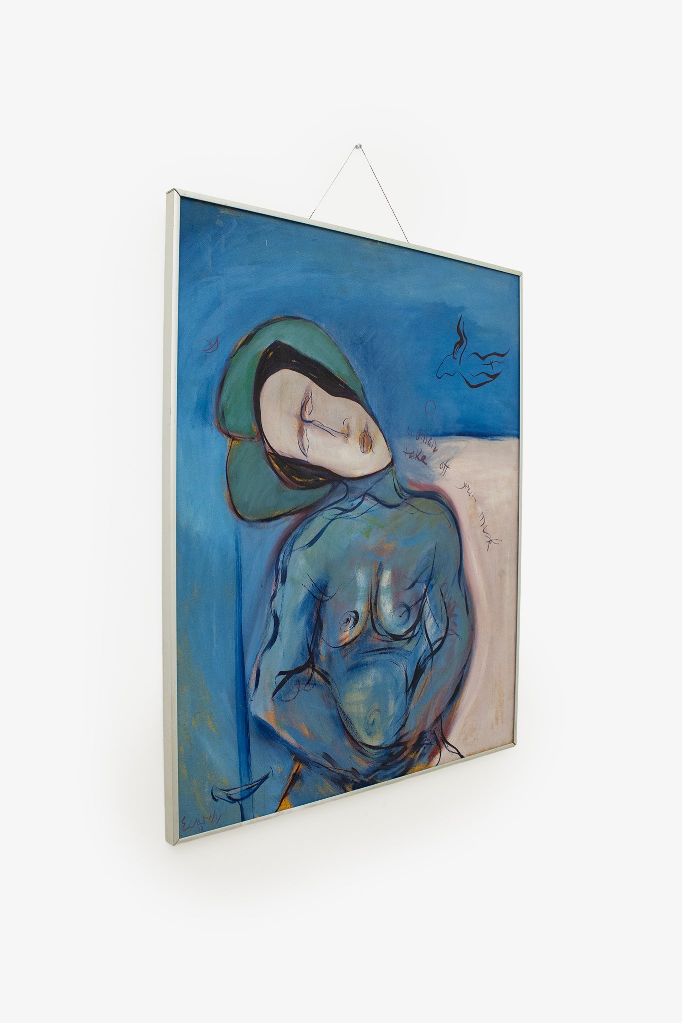 Evarsky Blom BKR schilderij ‘Woman take off your mask’ jaren 70 - acryl op hout