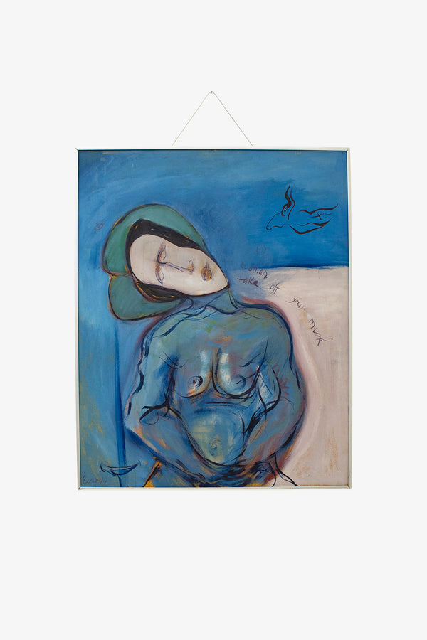 Evarsky Blom BKR schilderij ‘Woman take off your mask’ jaren 70 - acryl op hout