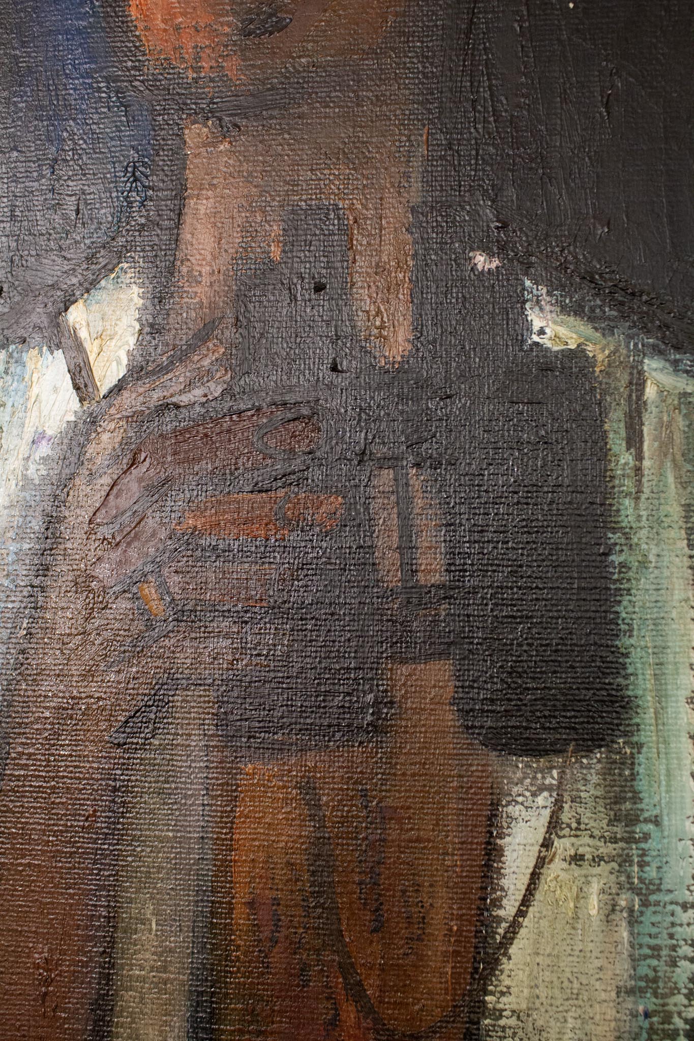 Theo van der Horst schilderij ‘Man met verrekijker en vrouw’ 1988
