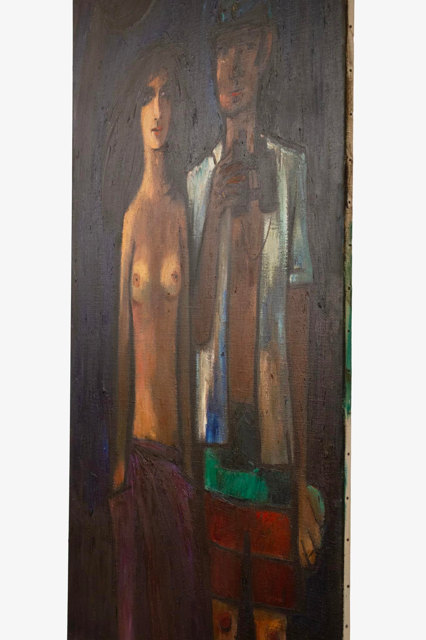 Theo van der Horst schilderij ‘Man met verrekijker en vrouw’ 1988