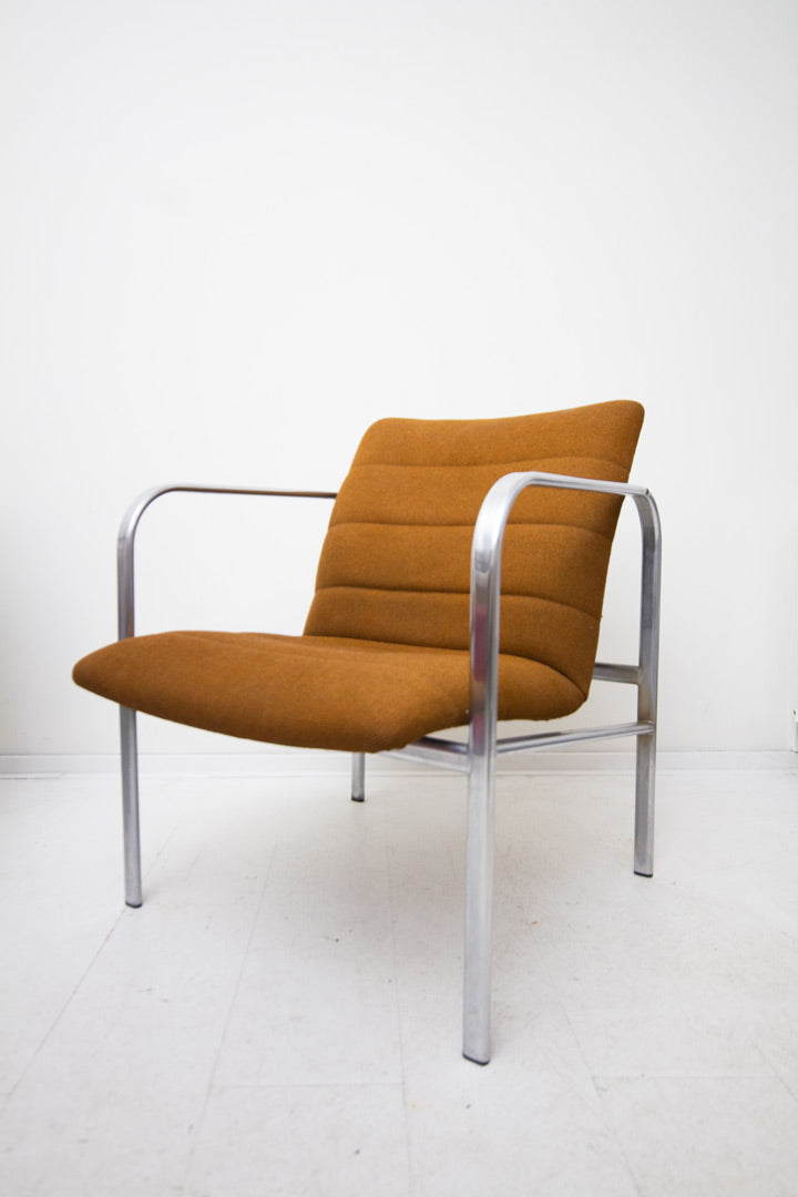 Set van 2 bruin beklede stoelen met verchroomd frame
