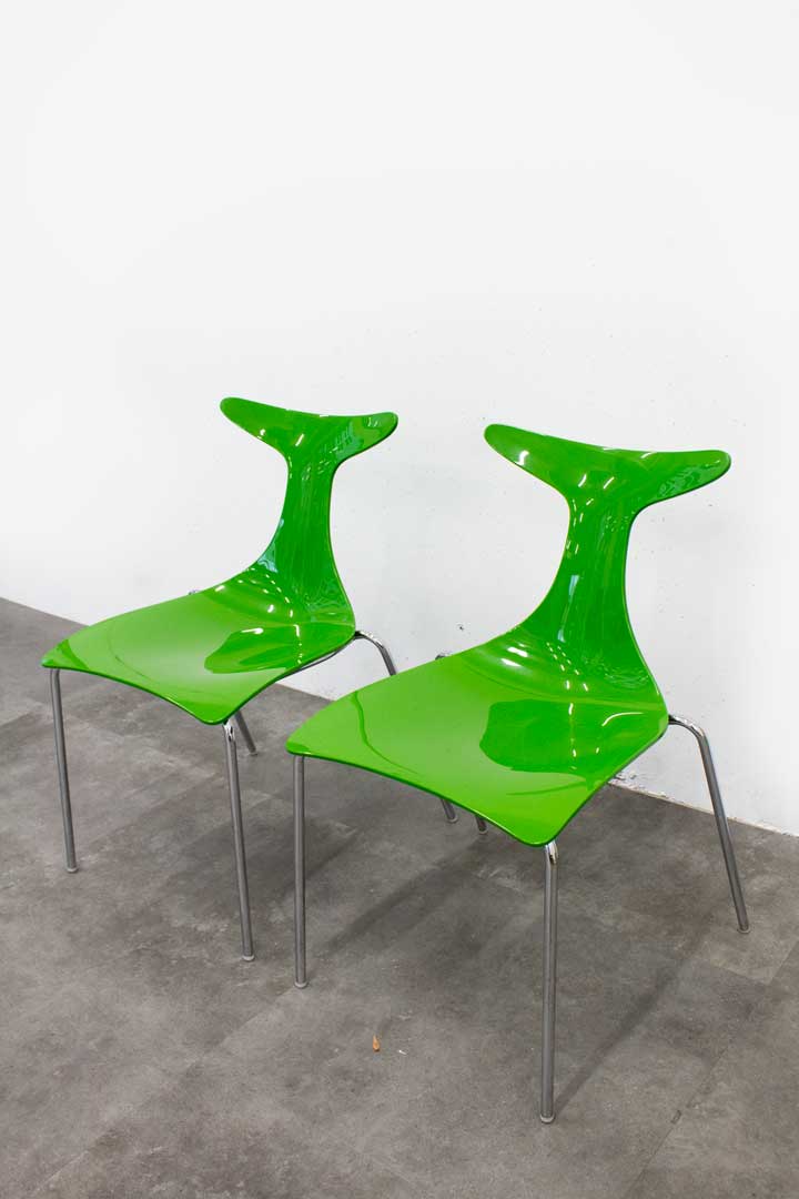 Set van 2 groene Delfy stoelen door Gino Carollo Ciacci Kreaty Italy 2000s