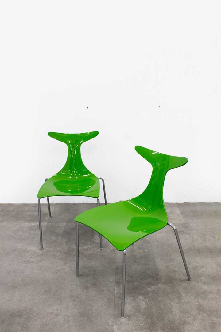 Set van 2 groene Delfy stoelen door Gino Carollo Ciacci Kreaty Italy 2000s