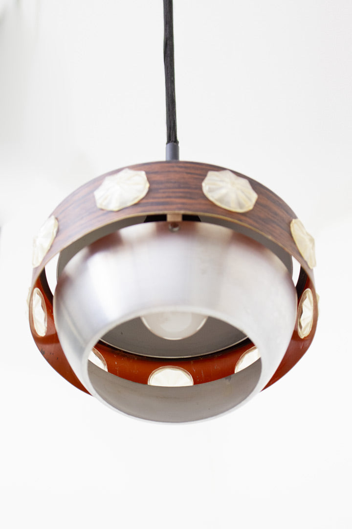 Set van 2 vintage Space-Age bol hanglampen van aluminium