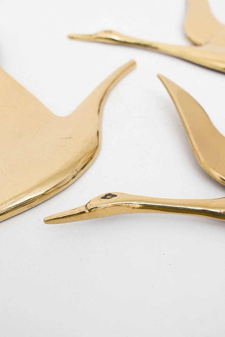 Set van 3 vintage messing vogels voor aan de wand