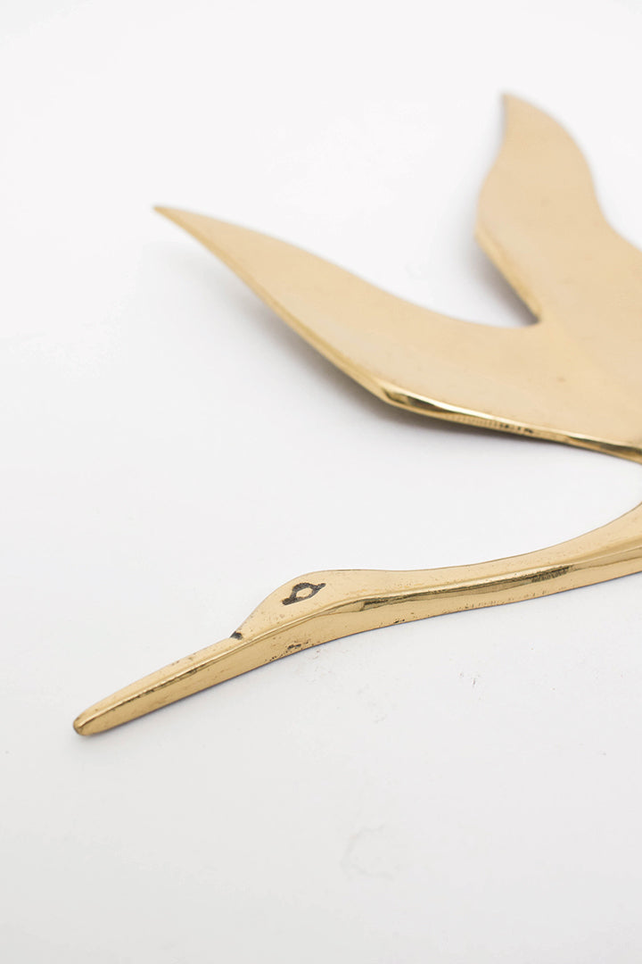Set van 3 vintage messing vogels voor aan de wand