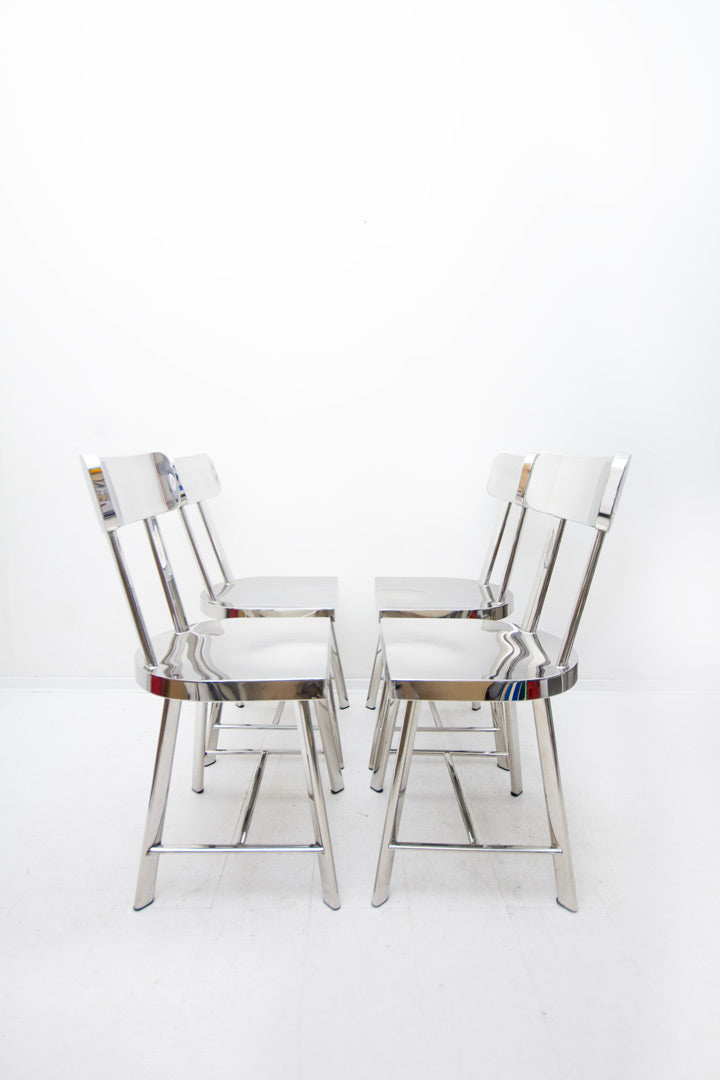 Set van 4 roestvrijstalen stoelen - Dejavu stijl