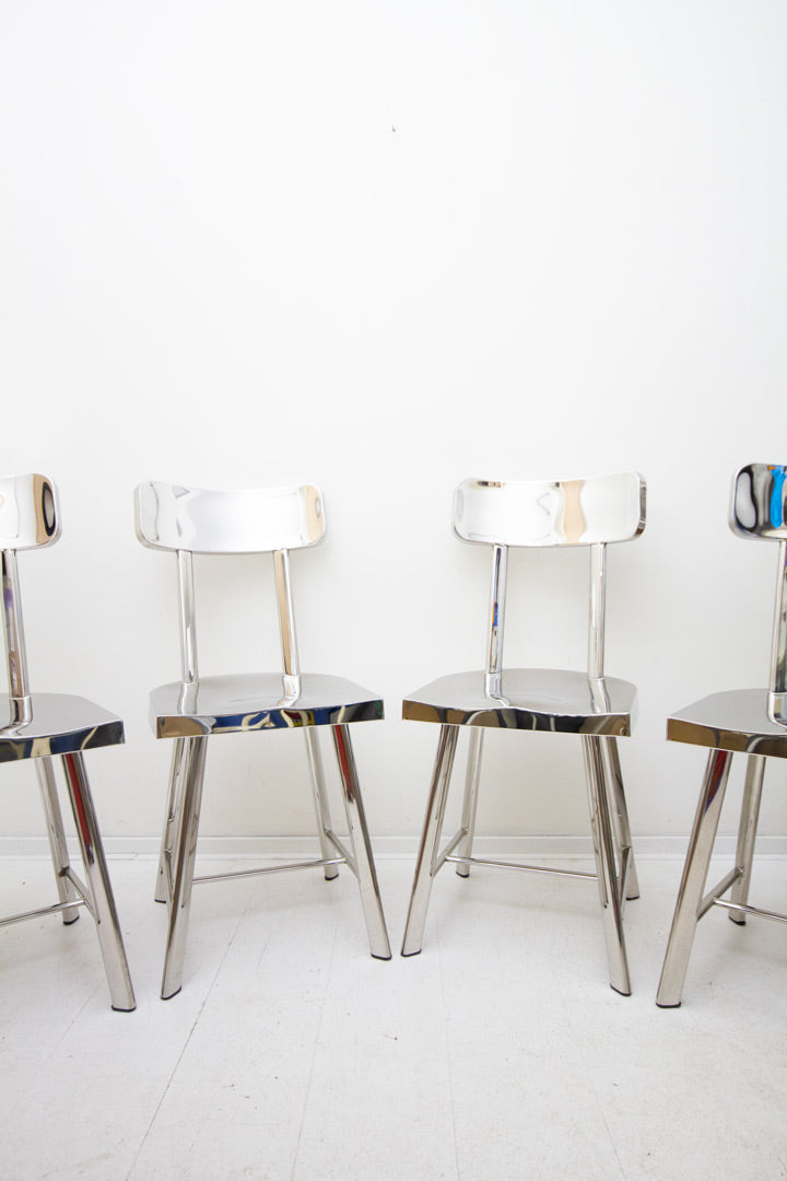 Set van 4 roestvrijstalen stoelen - Dejavu stijl