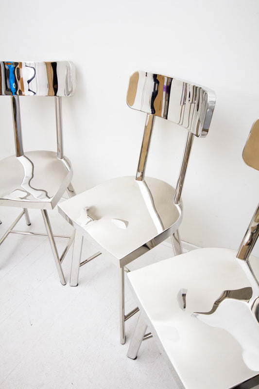 Set van 4 roestvrijstalen stoelen - Dejavu stijl