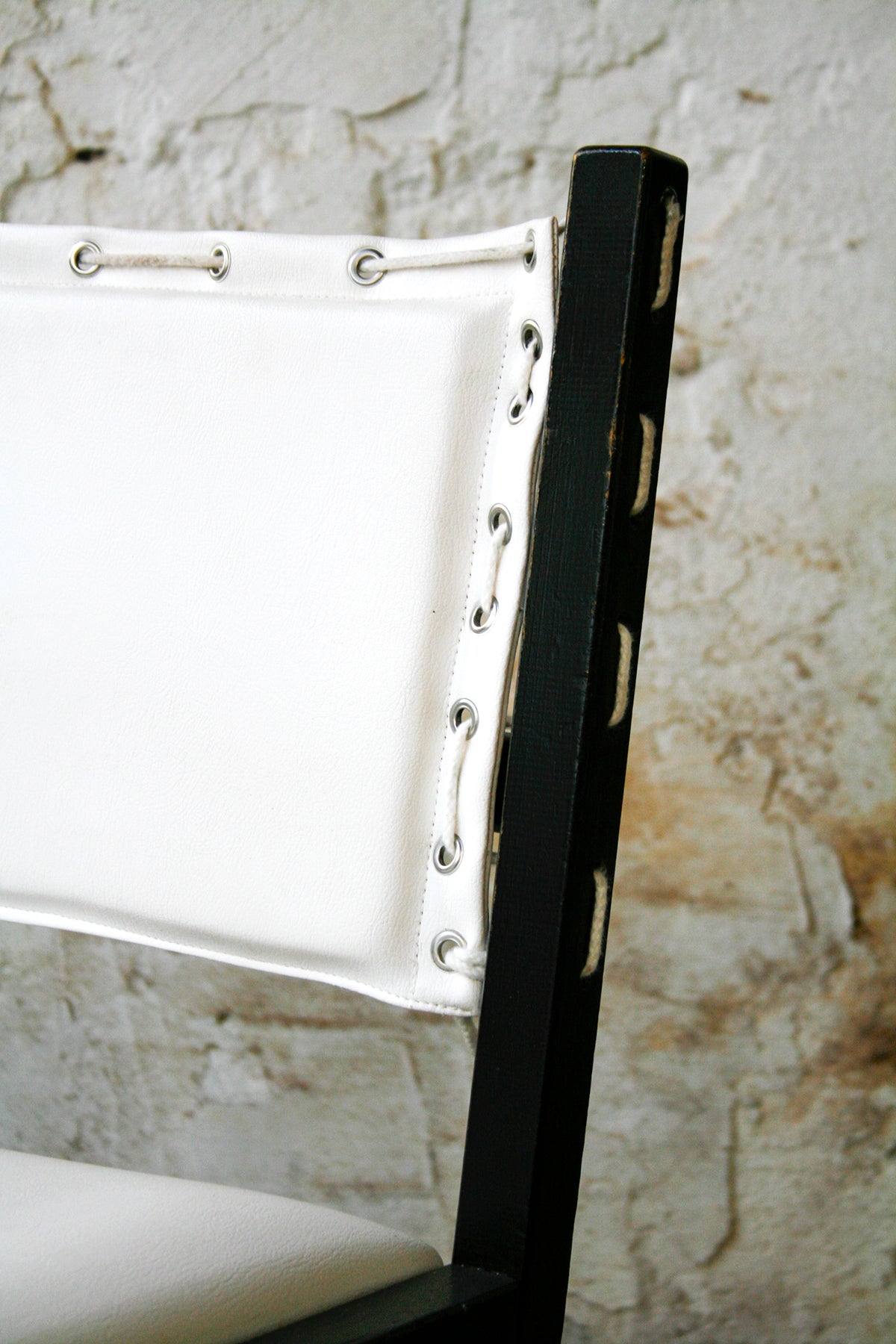 Set van 4 vintage zwart met witte Casala 'Safari' stoelen