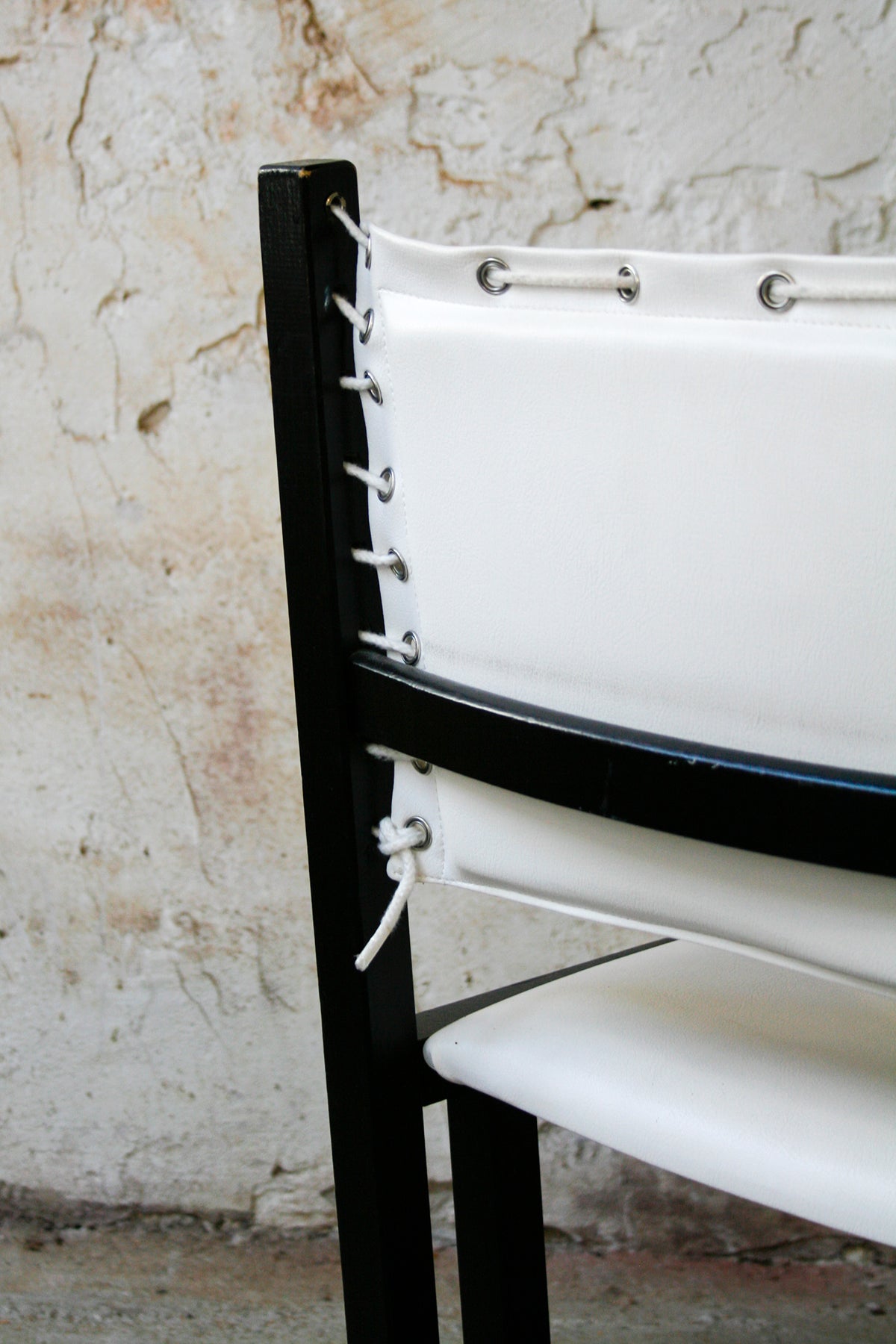 Set van 4 vintage zwart met witte Casala 'Safari' stoelen