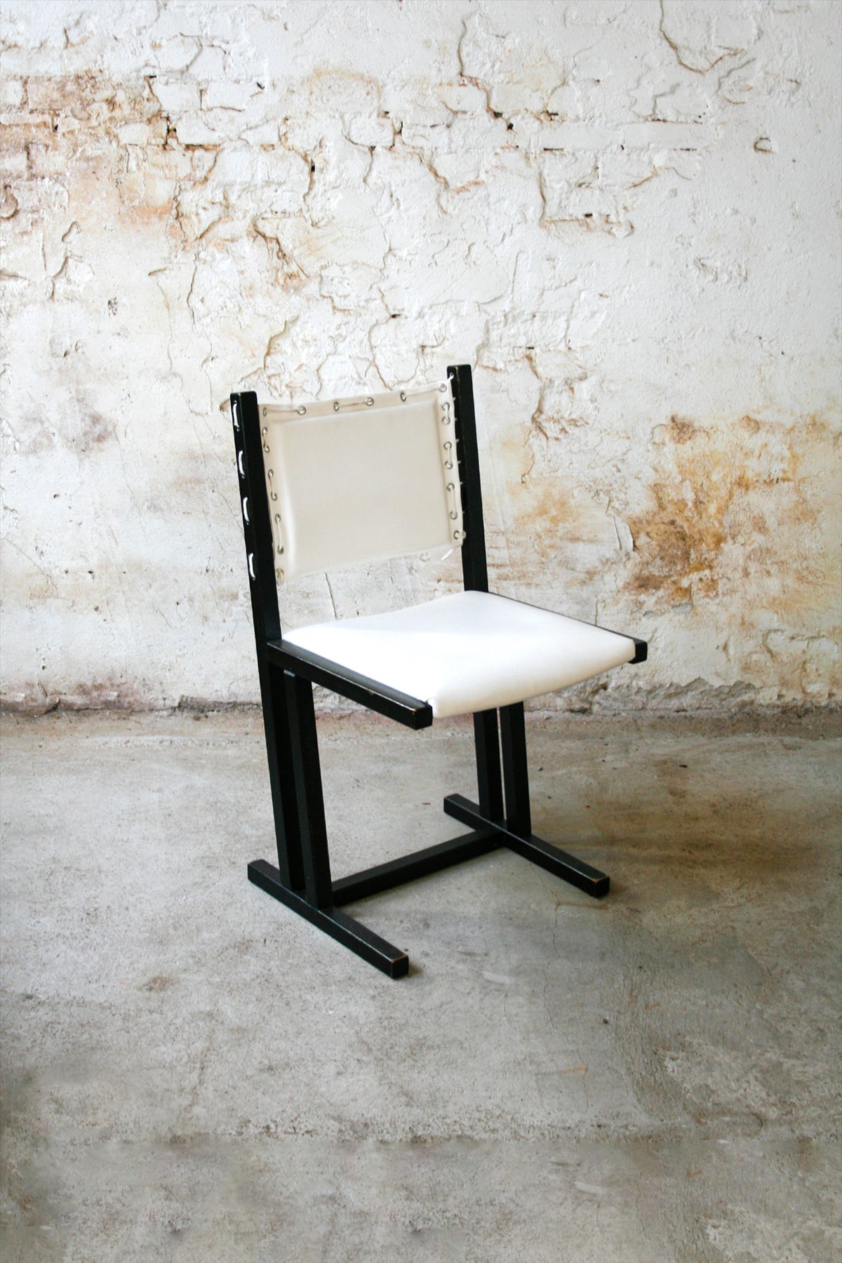 Set van 4 vintage zwart met witte Casala 'Safari' stoelen