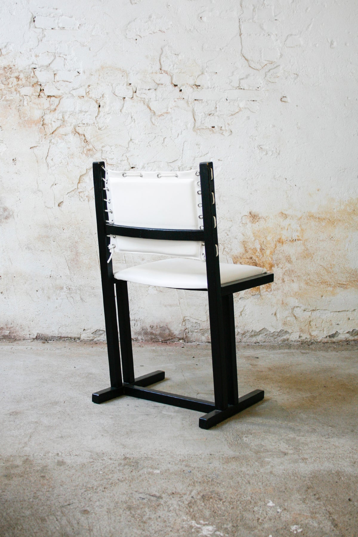 Set van 4 vintage zwart met witte Casala 'Safari' stoelen