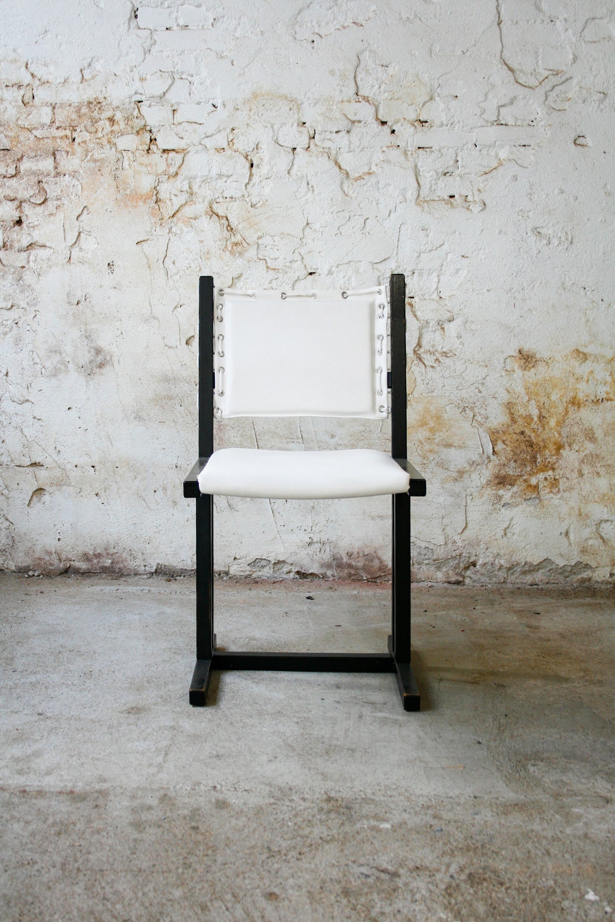 Set van 4 vintage zwart met witte Casala 'Safari' stoelen