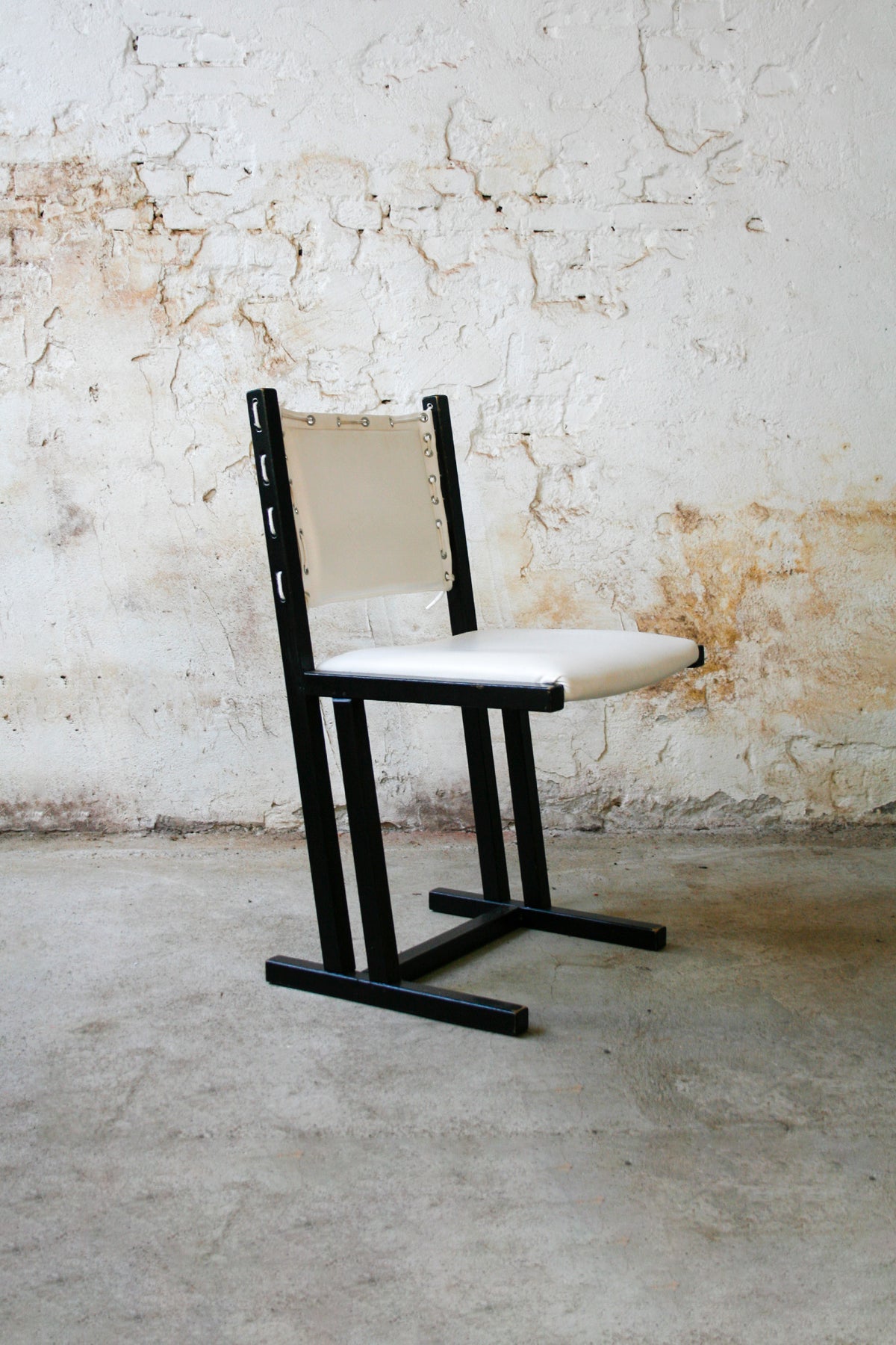 Set van 4 vintage zwart met witte Casala 'Safari' stoelen